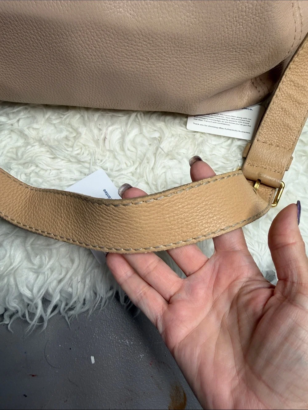 Prada BN CERVO SABBIA Large Soft Creame -Beige Leather Shoulder Satchel - Picture 16 of 17